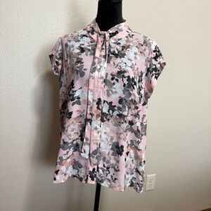 Calvin Klein Pink and Black Floral Blouse